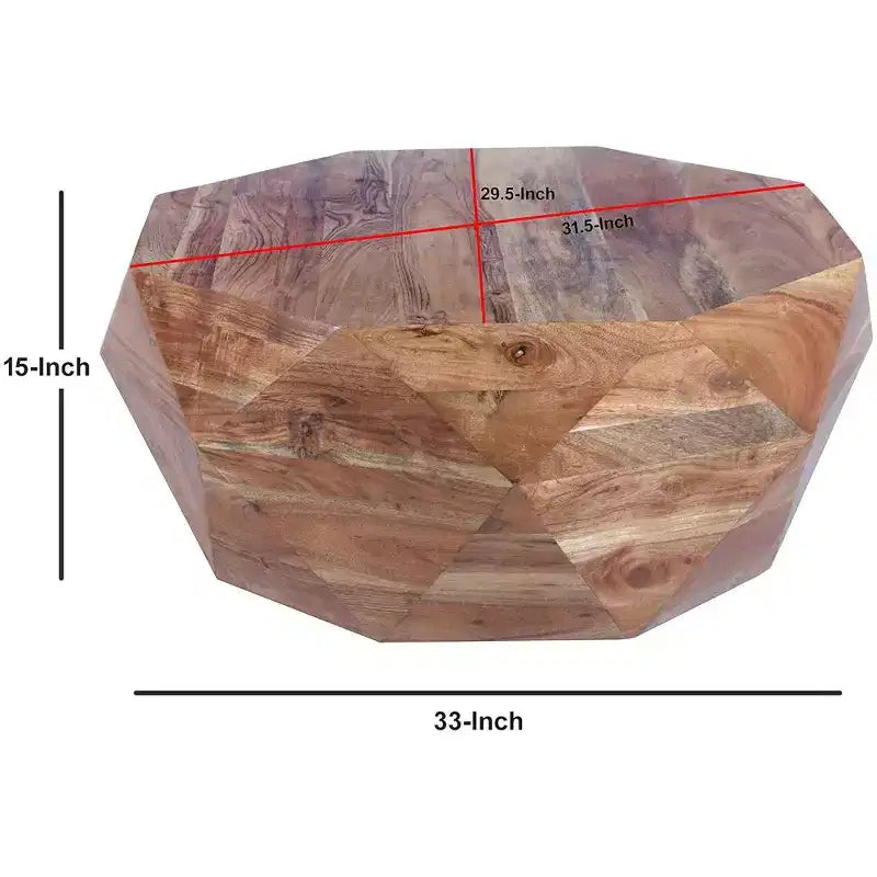 Tavolino da caffè Royal Hampton in legno di acacia da 33 pollici con forma a diamante e piano liscio, marrone naturale