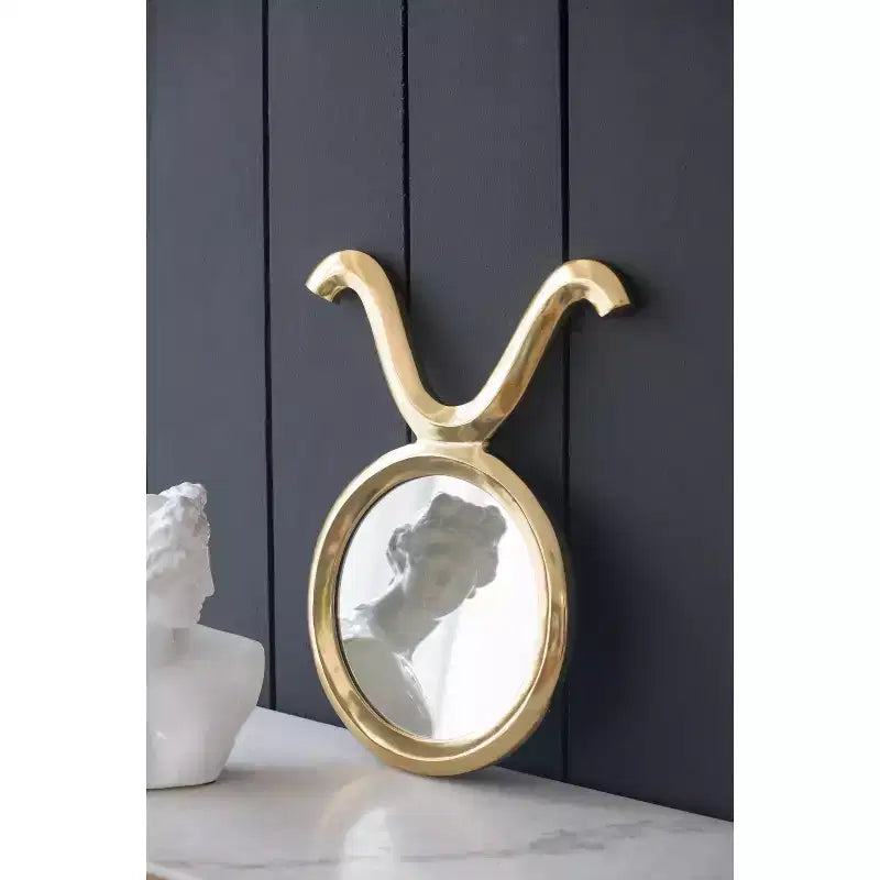 MAYEERTY Specchio Rotondo Moderno 31,75 x 40,64 cm con Cornice in Alluminio, Decorazione da Parete per Ingresso Soggiorno Corridoio, Oro