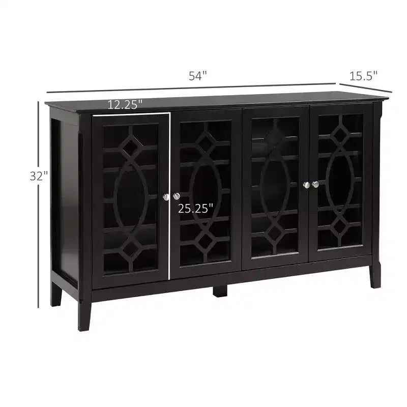Madia Credenza, Mobile Contenitore da Cucina, Credenza con Anta in Vetro e Ripiani Regolabili
