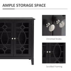 Madia Credenza, Mobile Contenitore da Cucina, Credenza con Anta in Vetro e Ripiani Regolabili