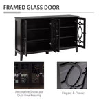 Madia Credenza, Mobile Contenitore da Cucina, Credenza con Anta in Vetro e Ripiani Regolabili