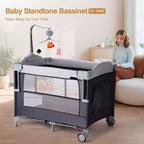 JOYMOR Box Multifunzione 4 in 1 con Culla, Culla per Neonato, Box Portatile per Neonati e Bambini Piccoli (Nero)