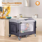 JOYMOR Box Multifunzione 4 in 1 con Culla, Culla per Neonato, Box Portatile per Neonati e Bambini Piccoli (Nero)