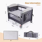 JOYMOR Box Multifunzione 4 in 1 con Culla, Culla per Neonato, Box Portatile per Neonati e Bambini Piccoli (Nero)