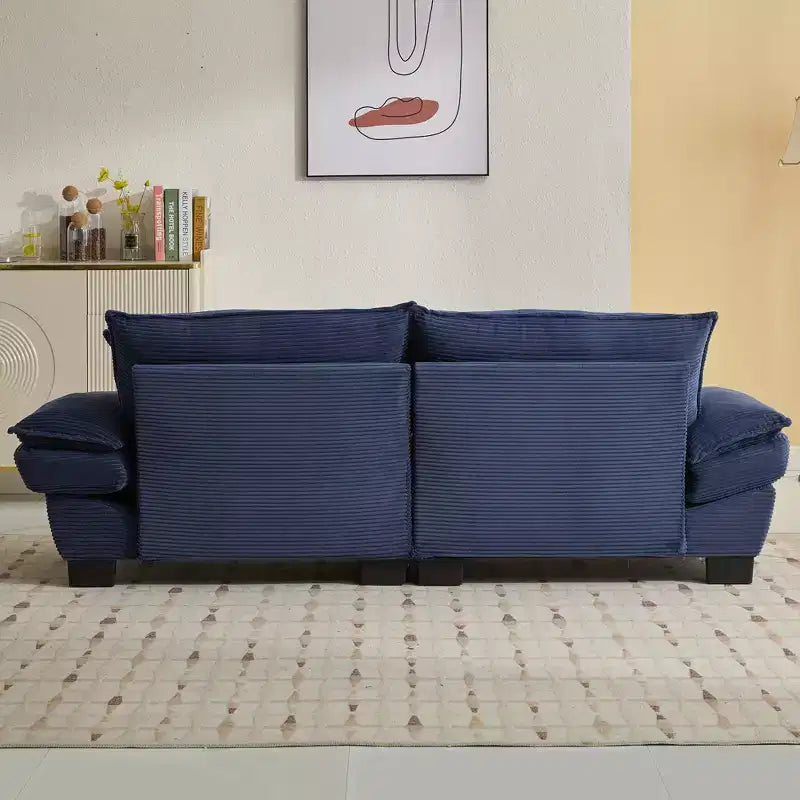 MAYEERTY Divanetto in Velluto a Coste, Divano Comodo con Seduta Profonda e Cuscini per Camera da Letto, Soggiorno, Ufficio, Blu