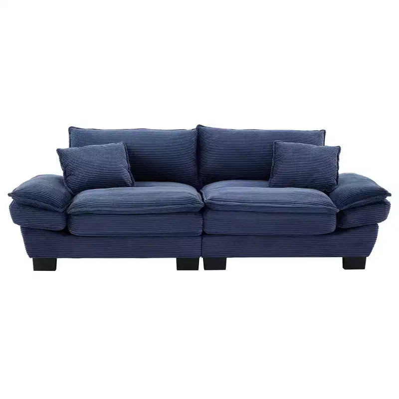 MAYEERTY Divanetto in Velluto a Coste, Divano Comodo con Seduta Profonda e Cuscini per Camera da Letto, Soggiorno, Ufficio, Blu