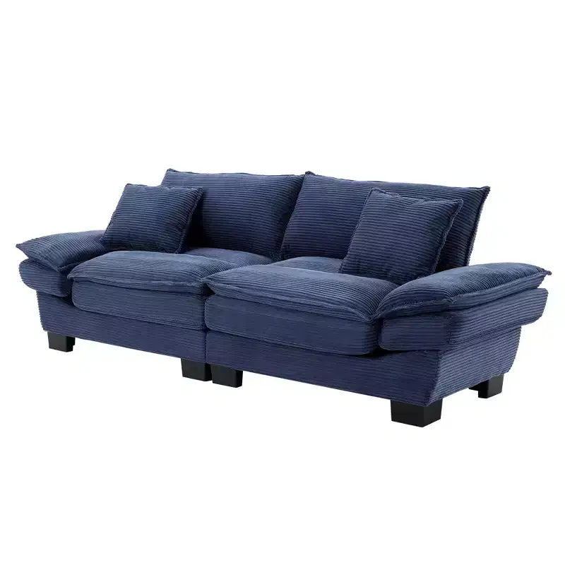 MAYEERTY Divanetto in Velluto a Coste, Divano Comodo con Seduta Profonda e Cuscini per Camera da Letto, Soggiorno, Ufficio, Blu