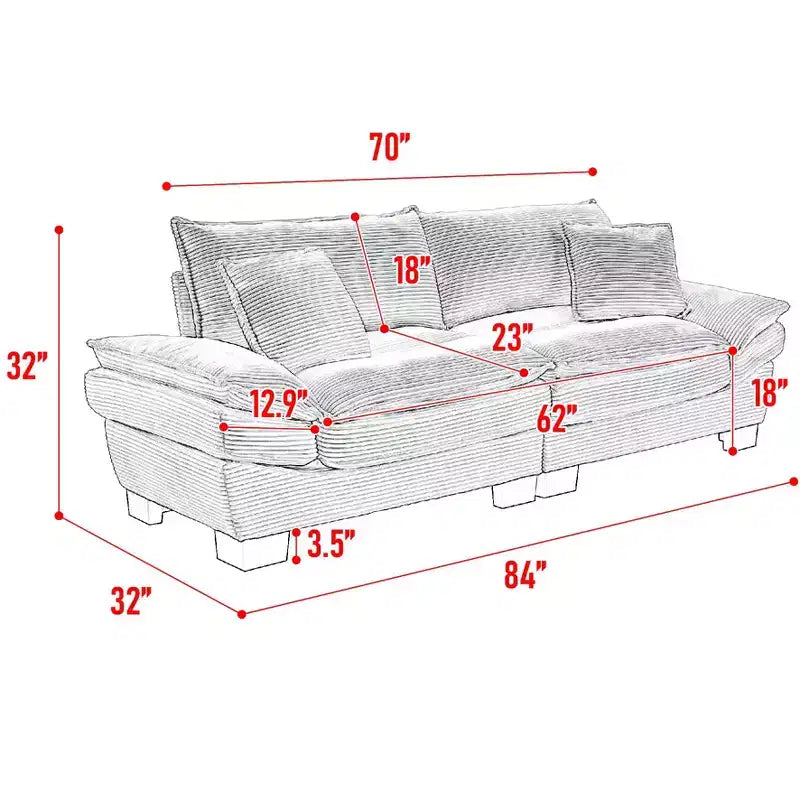 MAYEERTY Divanetto in Velluto a Coste, Divano Comodo con Seduta Profonda e Cuscini per Camera da Letto, Soggiorno, Ufficio, Blu