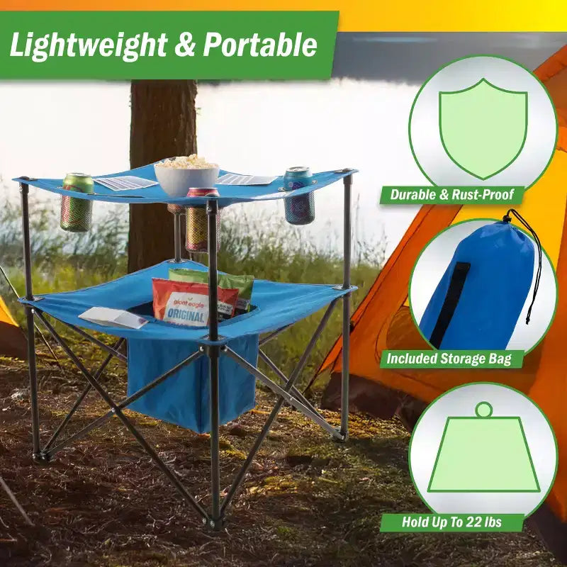 Tavolo da campeggio pieghevole a 2 ripiani Wakeman Outdoors