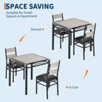 Set tavolo da pranzo per 2 persone, tavolo da pranzo con 2 sedie imbottite, set tavolo da pranzo da cucina a 3 pezzi in legno con protezione angolare per piccoli spazi