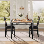 Set tavolo da pranzo per 2 persone, tavolo da pranzo con 2 sedie imbottite, set tavolo da pranzo da cucina a 3 pezzi in legno con protezione angolare per piccoli spazi