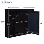 Mobiletto portamedicine rettangolare FAMYYT 35 pollici L x 28 pollici H da superficie con specchio, specchio ad alta definizione, ampio spazio di archiviazione