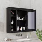 Mobiletto portamedicine rettangolare FAMYYT 35 pollici L x 28 pollici H da superficie con specchio, specchio ad alta definizione, ampio spazio di archiviazione