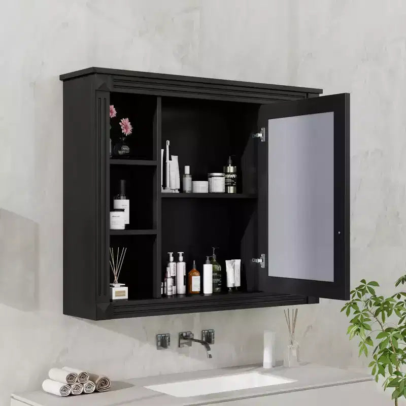 Mobiletto portamedicine rettangolare FAMYYT 35 pollici L x 28 pollici H da superficie con specchio, specchio ad alta definizione, ampio spazio di archiviazione
