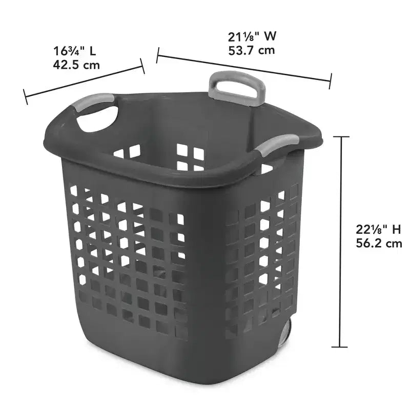 Sterilite Cesto per bucato Ultra con ruote, 60 litri con manici, grigio, confezione da 4