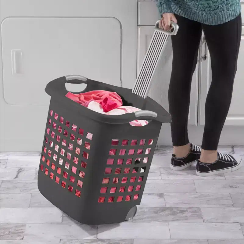 Sterilite Cesto per bucato Ultra con ruote, 60 litri con manici, grigio, confezione da 4