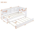 Daybed con letto estraibile, letto a piattaforma in legno con ripiano portaoggetti e porte di ricarica USB, letto basso per bambini, ragazzi e adulti