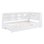 Daybed con letto estraibile, letto a piattaforma in legno con ripiano portaoggetti e porte di ricarica USB, letto basso per bambini, ragazzi e adulti