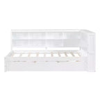 Daybed con letto estraibile, letto a piattaforma in legno con ripiano portaoggetti e porte di ricarica USB, letto basso per bambini, ragazzi e adulti