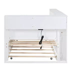 Daybed con letto estraibile, letto a piattaforma in legno con ripiano portaoggetti e porte di ricarica USB, letto basso per bambini, ragazzi e adulti