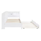 Daybed con letto estraibile, letto a piattaforma in legno con ripiano portaoggetti e porte di ricarica USB, letto basso per bambini, ragazzi e adulti