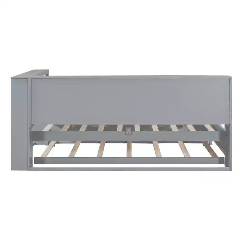 Daybed con letto estraibile, letto a piattaforma in legno con ripiano portaoggetti e porte di ricarica USB, letto basso per bambini, ragazzi e adulti