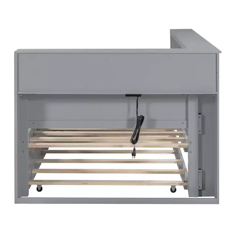 Daybed con letto estraibile, letto a piattaforma in legno con ripiano portaoggetti e porte di ricarica USB, letto basso per bambini, ragazzi e adulti