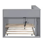 Daybed con letto estraibile, letto a piattaforma in legno con ripiano portaoggetti e porte di ricarica USB, letto basso per bambini, ragazzi e adulti