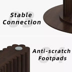 PexFix 60 Tavolo da Pranzo Rotondo Moderno con Gambe a Colonna a Strisce, Tavolo da Cucina in Legno Massello con Cuscinetti Antigraffio per Sala da Pranzo e Bar in Cucina, Noce