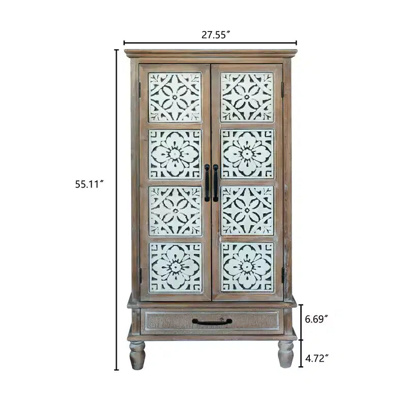 GDFStudio Elias Madia Rustica Contenitore in Legno di Abete da 27,55'' con 2 Ante e 1 Cassetto