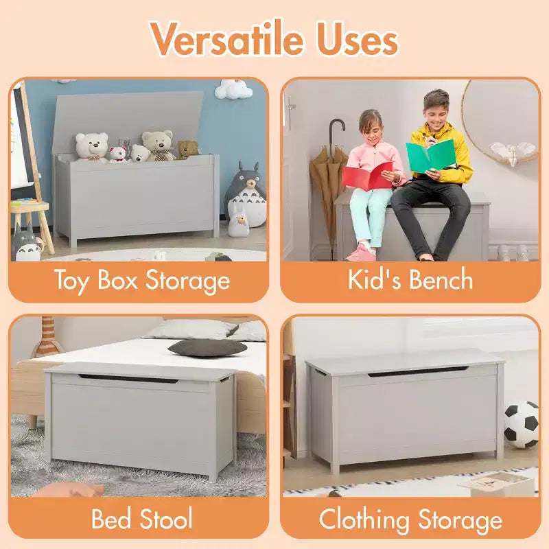 Whisen Kids Contenitore Porta Giocattoli, Mobili Contenitori Utility con Coperchio a Cerniera di Sicurezza per Bambini dai 2 Anni in su, Montaggio Rapido