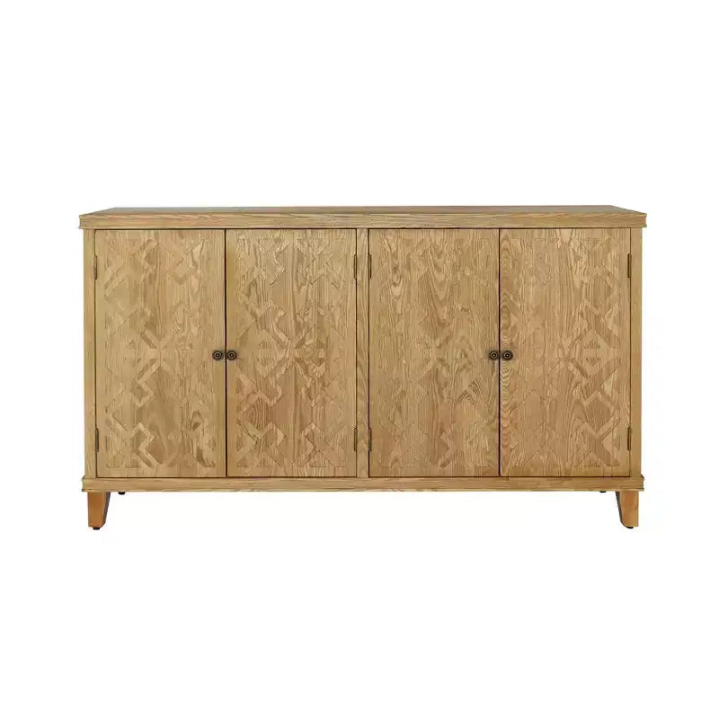 GDFStudio Isaac - Armadietto Consolle con 4 Ante in Legno di Abete Rustico da 59,00 pollici