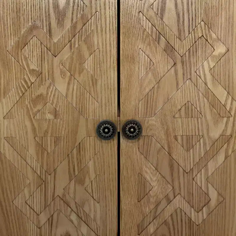 GDFStudio Isaac - Armadietto Consolle con 4 Ante in Legno di Abete Rustico da 59,00 pollici