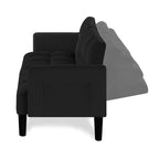 MAYEERTY Divano Futon in Velluto Convertibile Pieghevole a Tre Posti Divano Letto Trapuntato per Appartamento Nero