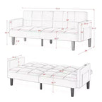 MAYEERTY Divano Futon in Velluto Convertibile Pieghevole a Tre Posti Divano Letto Trapuntato per Appartamento Nero