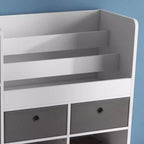 Scaffale per libri per bambini con cassetti, Armadietto contenitore da terra, Libreria moderna con scomparti