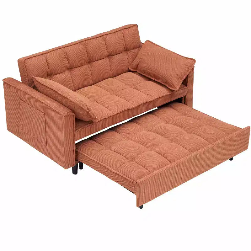 MAYEERTY Divanetto a due posti in velluto a coste con staffa in legno per soggiorno camera da letto arancione