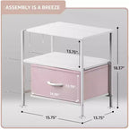 Sorbus Comodino a 1 cassetto con ripiano - Struttura in acciaio, piano in legno e contenitori in tessuto facili da estrarre - Perfetto per casa, camera da letto, ufficio e dormitorio universitario