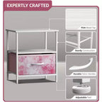 Sorbus Comodino a 1 cassetto con ripiano - Struttura in acciaio, piano in legno e contenitori in tessuto facili da estrarre - Perfetto per casa, camera da letto, ufficio e dormitorio universitario
