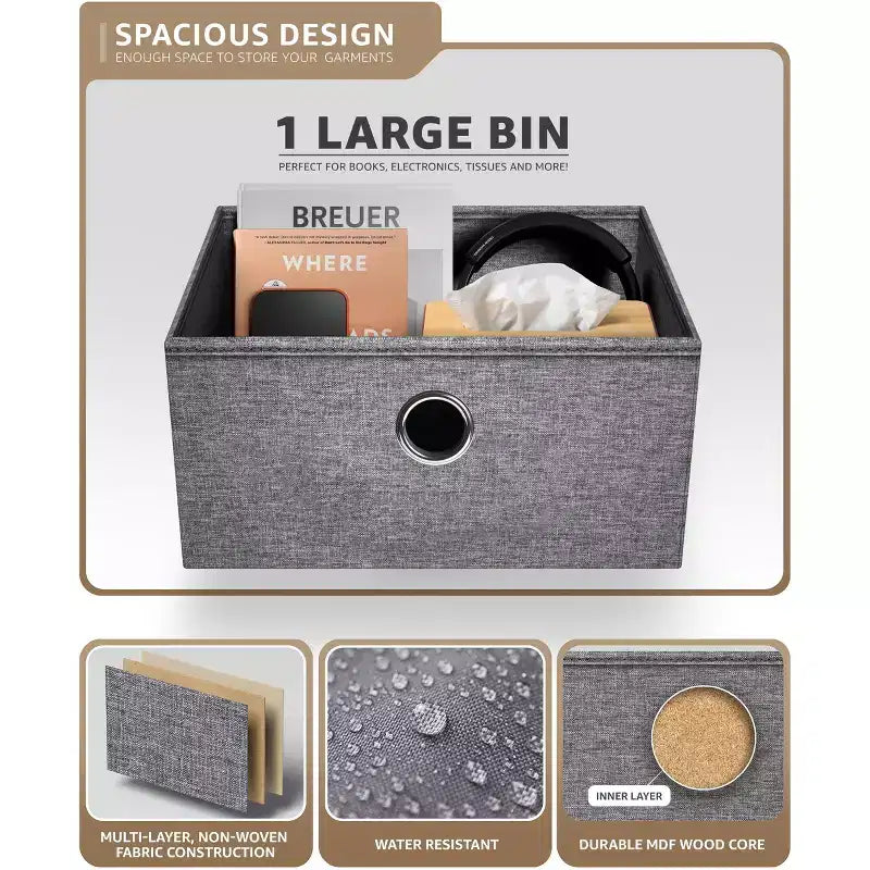 Sorbus Comodino a 1 cassetto con ripiano - Struttura in acciaio, piano in legno e contenitori in tessuto facili da estrarre - Perfetto per casa, camera da letto, ufficio e dormitorio universitario