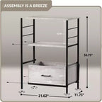 Comodino Sorbus a 2 cassetti con mensola - Struttura in acciaio, piano in legno e contenitori in tessuto facili da estrarre - Perfetto per casa, camera da letto, ufficio e altro ancora