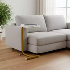 HomeRoots Set di due tavolini ovali in simil marmo e metallo bianco e oro