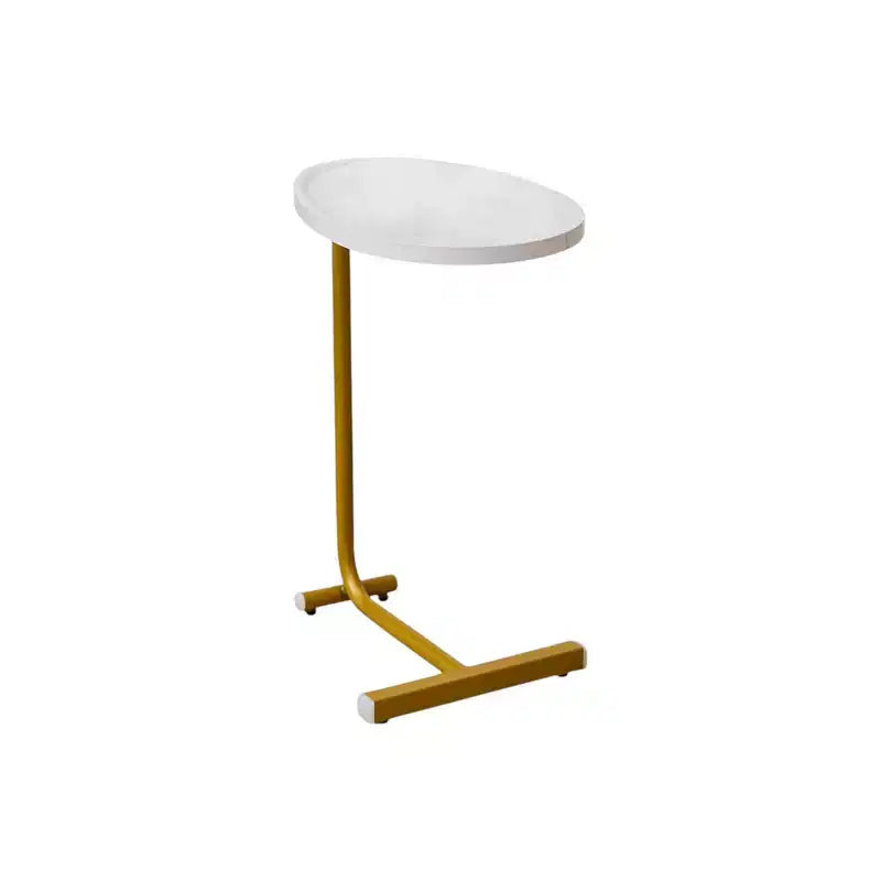 HomeRoots Set di due tavolini ovali in simil marmo e metallo bianco e oro