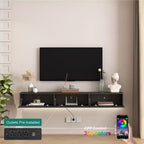 Mobile TV sospeso, mobile TV da 71 pollici a parete, mensola TV sospesa a parete con luci a LED
