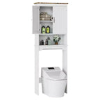 Mobiletto portaoggetti sopra il WC, salvaspazio da bagno da 66 pollici con doppie ante e ripiani regolabili, scaffale da WC autoportante per bagni