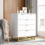 Large Dresser for Hallway,Chest of Drawers with Metal Base,5 Drawer Dresser for Bedroom, Modern Dresser Chest Cabinet Organizer