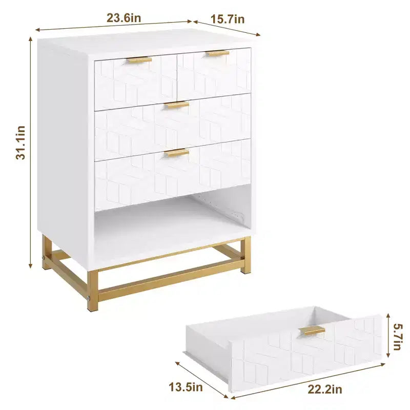 Cassettiera Grande per Corridoio, Cassettiera con Base in Metallo, Cassettiera a 5 Cassetti per Camera da Letto, Mobile Contenitore Moderno
