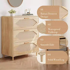 Cassettiera a 3 cassetti in rattan, Mobile contenitore elegante, Camera da letto, Soggiorno, Corridoio, Cassetti spaziosi