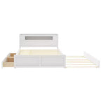 Letto a piattaforma Queen Size con letto estraibile, letto a piattaforma in legno con 2 cassetti portaoggetti e luce a LED
