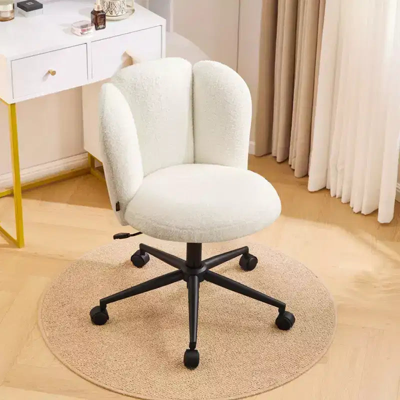 Sedia da Scrivania da Ufficio Senza Braccioli Furniliving, Sedia da Toilette Imbottita, Comoda in Bouclé per Camera da Letto/Spogliatoio/Ufficio Domestico